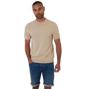 Threadbare Mens Crew Neck Regular T-Shirt / Beige